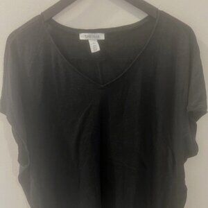 White House Black Market Black Linen Blend Short Sleeve Tee Size XL